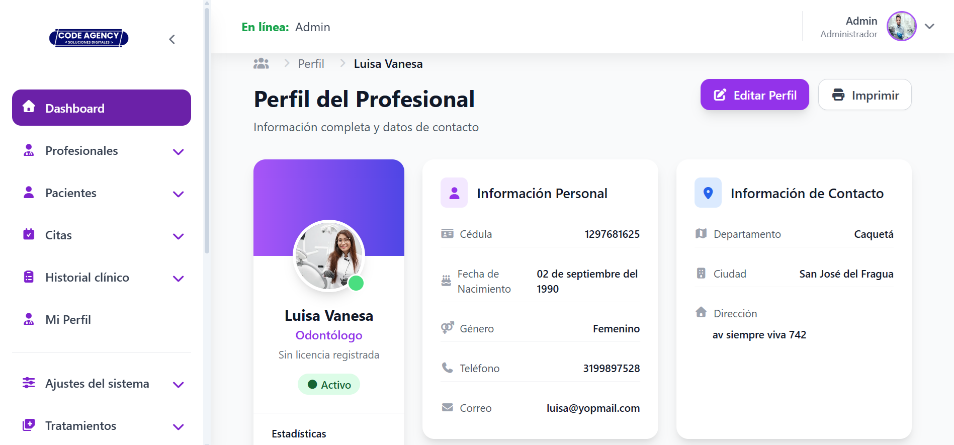 Sistema de odontología